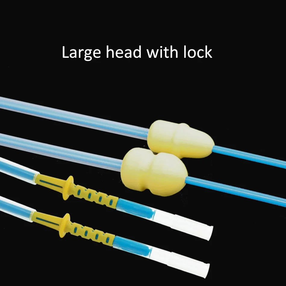50 шт., катетер для искусственного осеменения свиней, ветеринарный одноразовый vas deferens, мультипарная желтая губчатая головка, спиральная головка - Цвет: Large head with lock