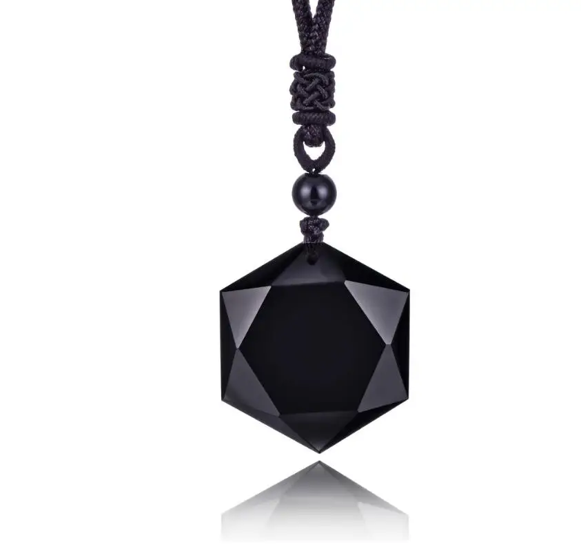 Drop shipping Black Obsidian pendant necklace obsidian star of RongDe