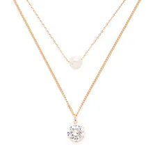Simple Double Layered Choker Chain Necklace Tassel Pearl Crystal Exquisite Pendant Clavicle Necklace Jewelry Simple Double Layered Choker Chain Necklace Tassel Pearl Crystal Exquisite Pendant Clavicle Necklace Jewelry