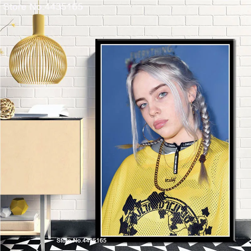 Billie Eilish Poster Singer Star Posters and Prints Wall Art Picture Canvas Painting Decoration for Living Room Home Decor - Цвет: Светло-серый