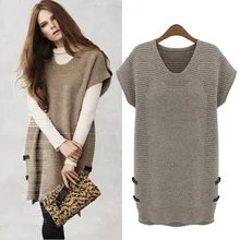 Осень Зима Женский свитер Мода размера плюс v-образный вырез короткий рукав свободная Длинная блузка Топы для женщин L-5XL