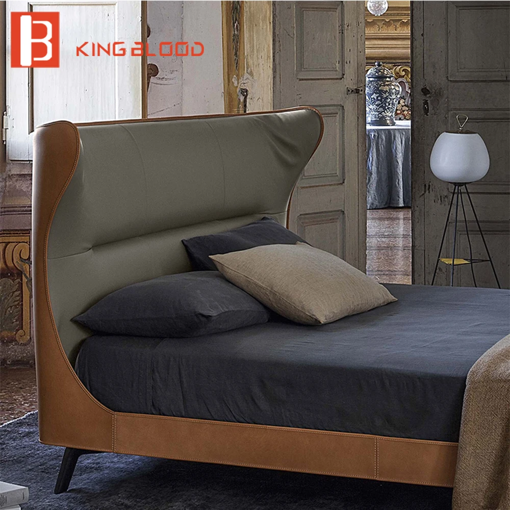 Latest metal leg double bed design leather bed frame italian leather round bed for bedroom furniture Latest metal leg double bed design leather bed frame italian leather round bed for bedroom furniture