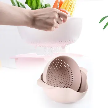 

1PC Strainer Double Layer Drainer With Handle Kitchen Tools Plastic Colander Fruit Vegetable Washing Basket Strainer