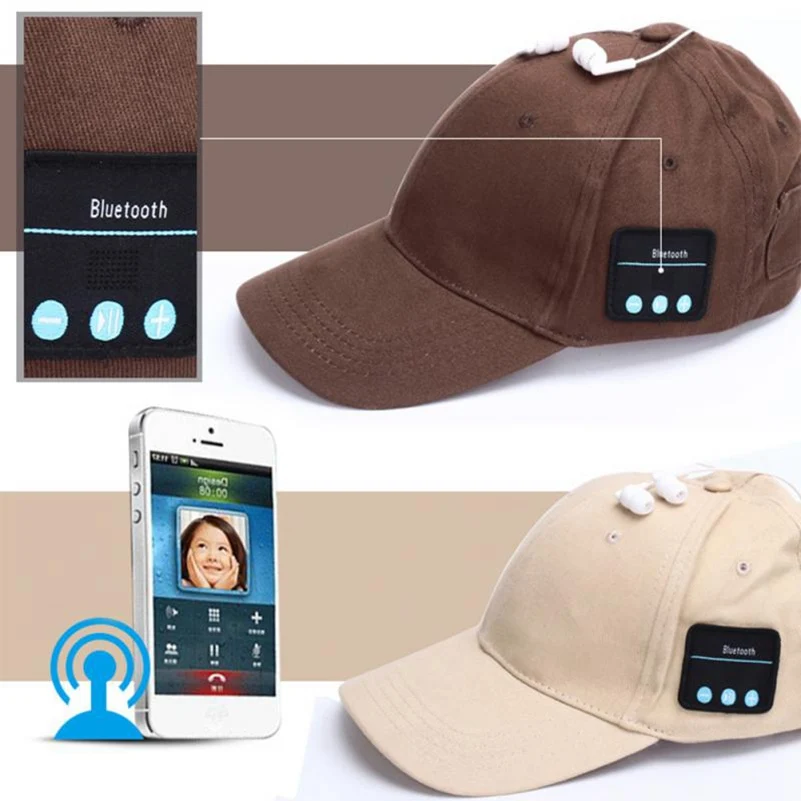 2017 New Wireless bluetooth Earphone Stylish Hat Handsfree Sport Blutooth Headphones Stereo Music Woman Cap Outdoor Headset Mic(2)