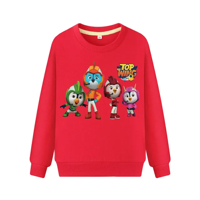 Kids Cartoon Top Wing Sweatshirts Hoodies Boys Girls Long Sleeve Pullover Hoodie Clothing Children Spring Sports Costume DZ109 2