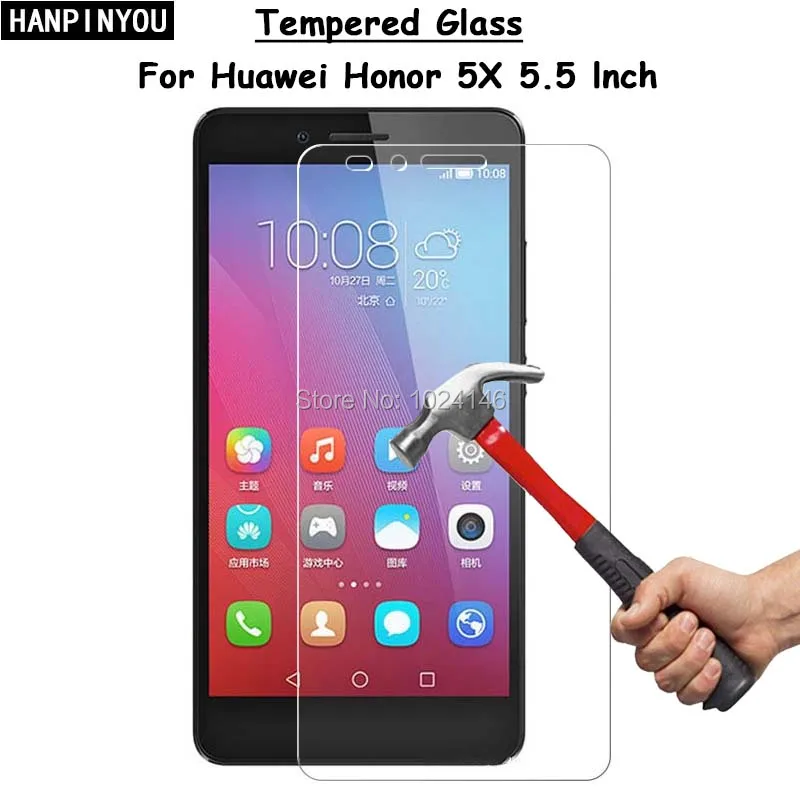 

For Huawei Honor 5X 5.5" Clear Tempered Glass Screen Protector Ultra Thin Explosion-proof Protective Film + Cleaning Kit