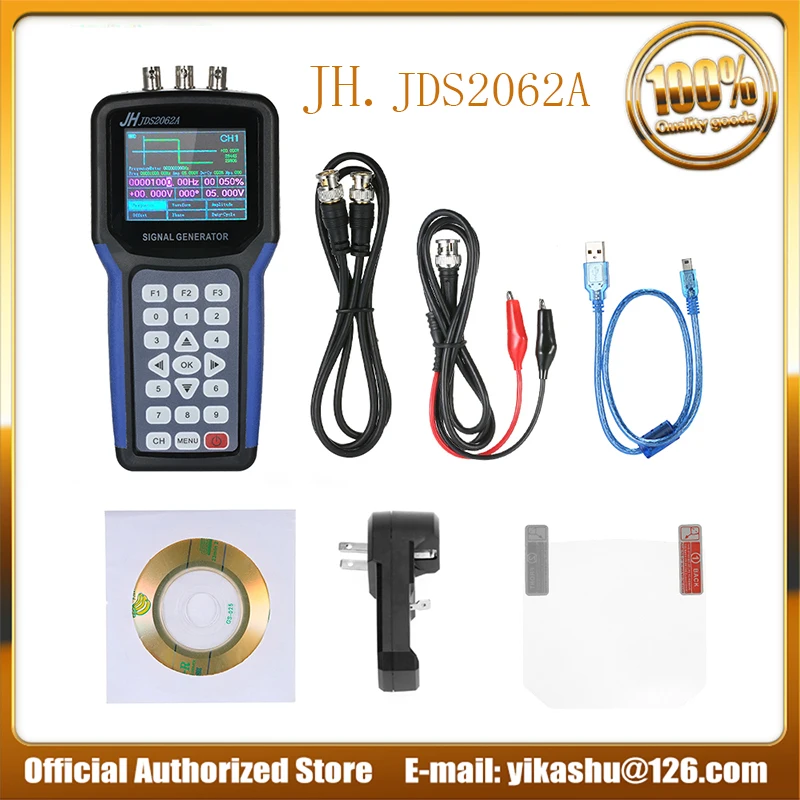 

Jinhan JDS2062A Professional Handheld 30MHz Double Channel Digital Signal Generator Frequency Meter S4R2 AC110-220V