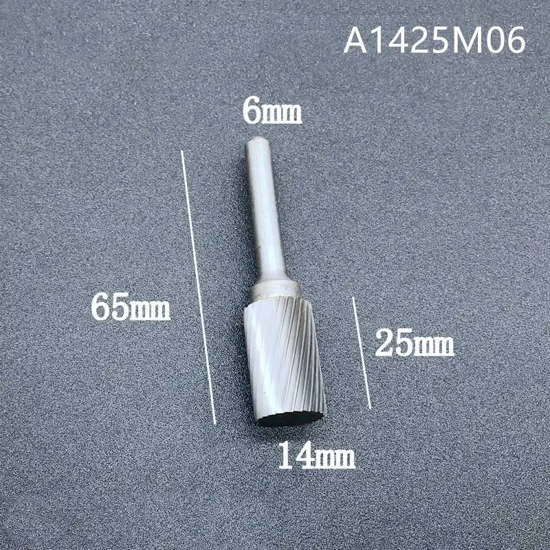 Напильник из карбида вольфрама в форме напильника с хвостовиком 1/4 дюйма(6 мм) в форме цилиндра, металлическое долото для роторной шлифовальной машины, 1 шт - Цвет: A1425M06