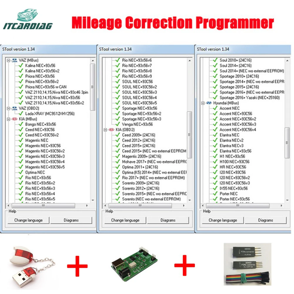 

Odometer Correction Software MTool V1.34 Dongle + Denso adapter + Denso Pin Wires Cable Mileage Correction Programmer Odo Adjust