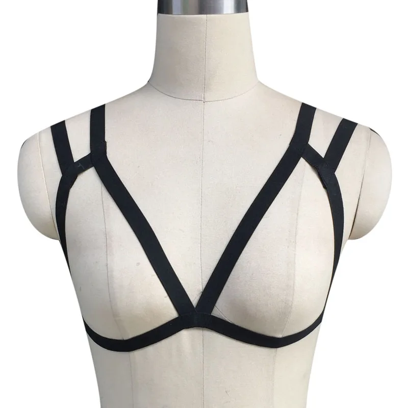 

Сексуальное женское нижнее белье в готическом стиле, эластичная портупея, клетка, бюстгальтер, 90-е, без бретелек, ремень-портупея для тела