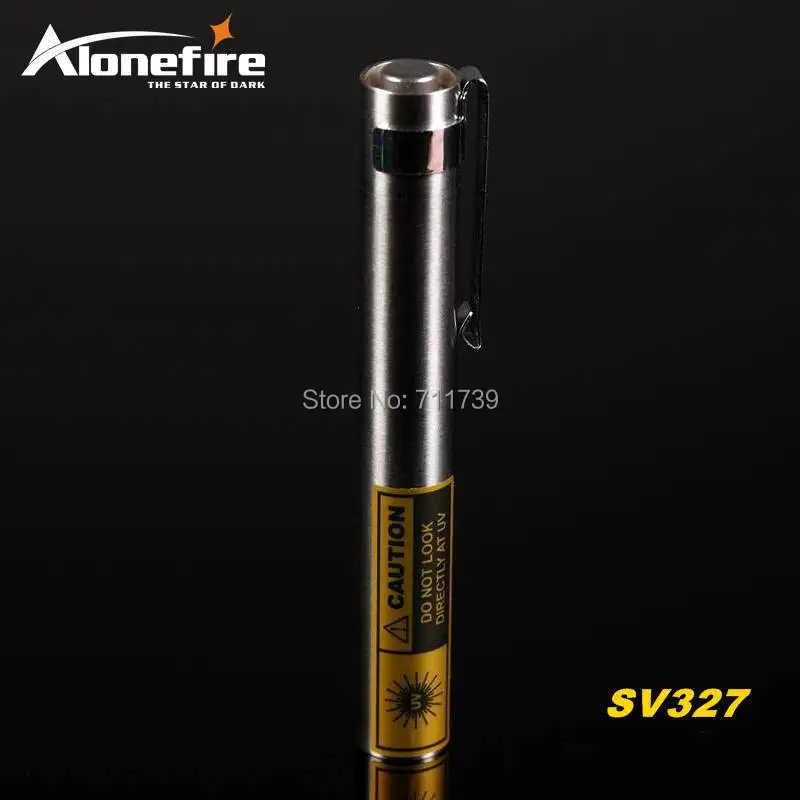 ALONEFIRE SV327 395nm УФ Мини светодиодный светильник из нержавеющей стали, ультрафиолетовый светильник для кошек, собак, домашних животных, мочи, светильник для обнаружения денег, лампа с батареей АА