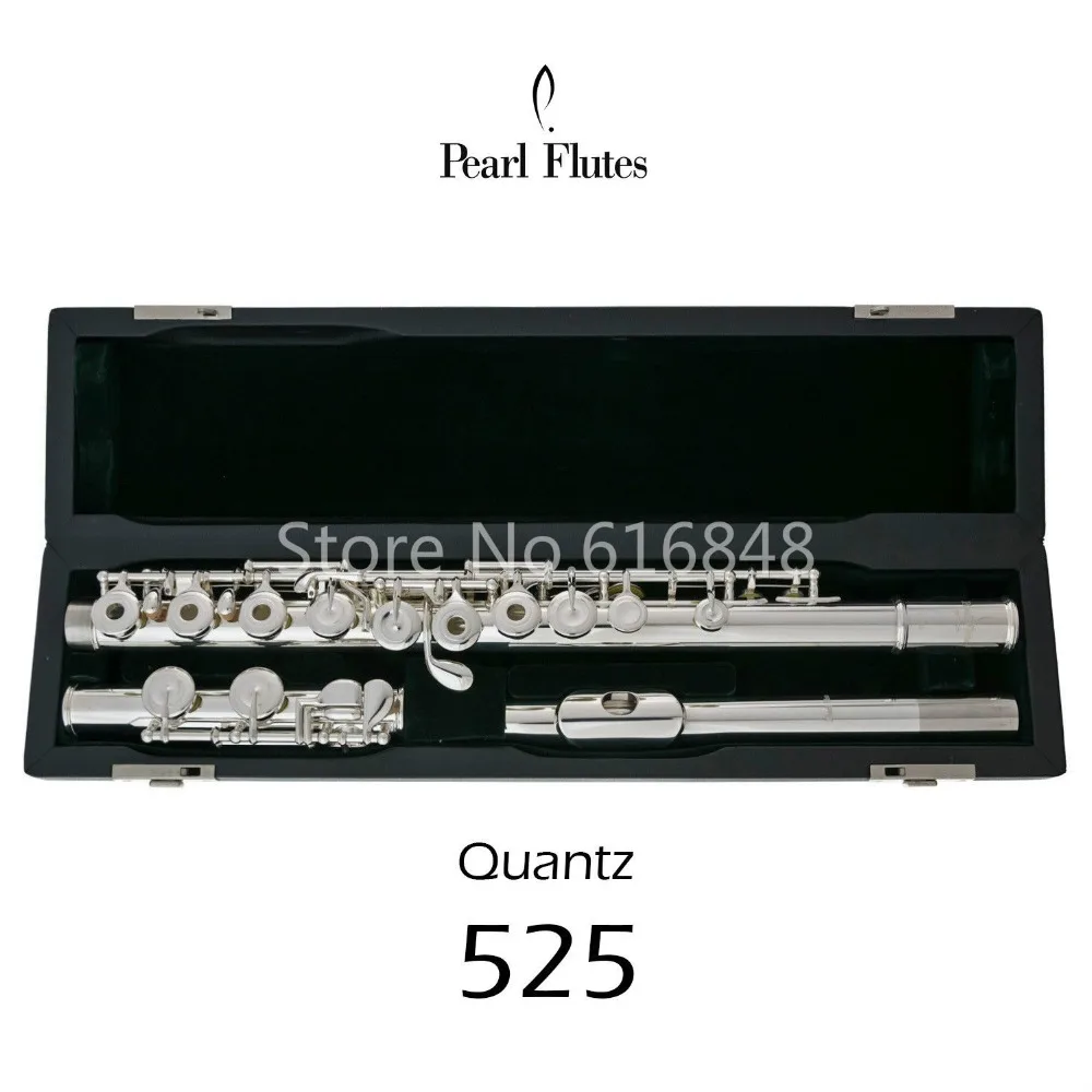 

Pearl Quantz 525 High Quality C Tune Flute 16 Keys Open Holes Musical Instrument Silver Plated Flute With E Keys And Case