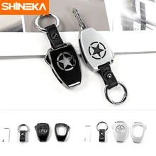 SHINEKA Auto In Lega di Zinco Della Catena Chiave Anello Chiave Della Copertura Della Cassa Borsette per Jeep Wrangler 08-17 per Jeep Compass 08-15 per Patriot 11-15
