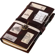 Travel Journal Diary Notepads Sprial Recording Daily Memos Notebooks Leather Traveler Notebook Planners Creative Vintage Gifts hua jie a4 composition books leather pu notebook business daily memos 200 sheets personal organizer notepads lined journal book