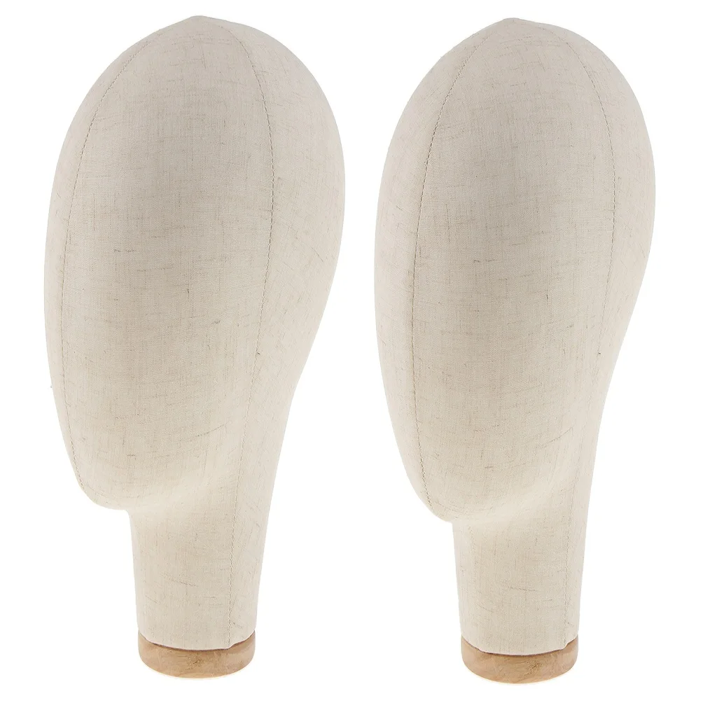 2 Mannequin Cork Canvas Block Head Wigs Cap Making Display Holder 21'' Beige