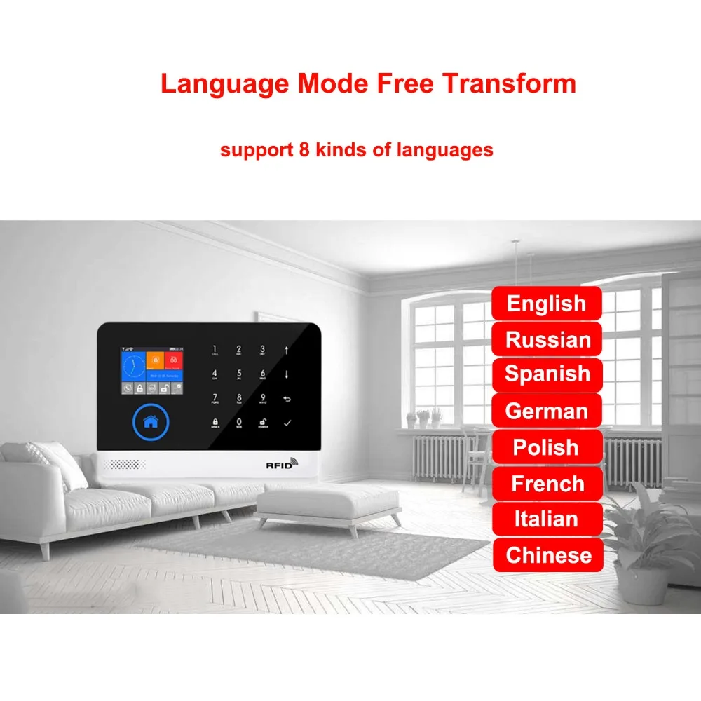 PSCBT WIFI GSM Signaling sistema de alarma de seguridad APP IOS Android Control para casa residencial guardia alarma antirrobo francés italiano
