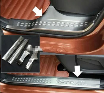 

Threshold of the stainless steel tank scraper bar mat step plate greeter pedal for X-Trail 2014 2015 4 PCS