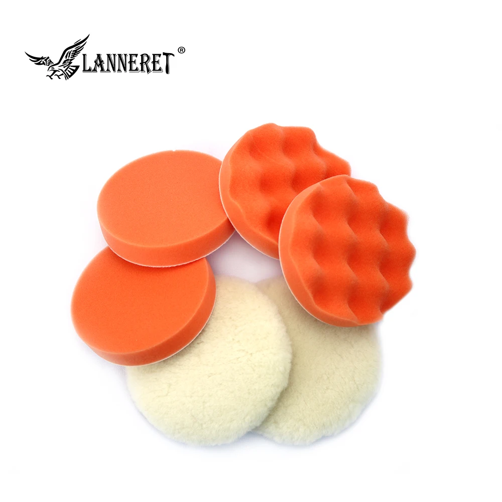 

LANNERET 125MM 5-inch Polishing Pad Kit Woolen Pad Buffing Sponge Pad for Car Foam Drill Buffer Polisher Sanding/Waxing