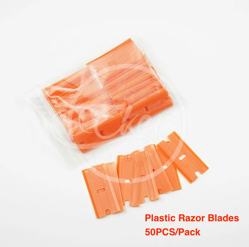 

50PCS/Lot Plastic Razor Scraper Blades Double Edged Razor Blades Squeegee For Car Wrapping Window Tint Glue Remove Tools
