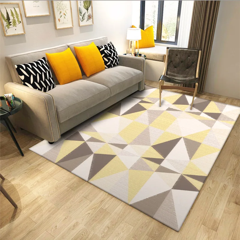 

Nordic Style Carpets For Living Room Simple Yellow Grey Striped Carpet Big Size High Quality Home Mat Modern Thick Parlor Rugs