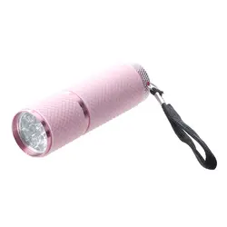 Промо-акция! Годный для использования вне помещения миниатюрный розовый с резиновым покрытием 9-светодиодный фонарик факел