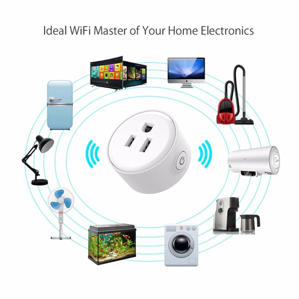 США Plug круглый Wi-Fi Smart Remote Управление переключатель гнездо Мощность гнездо сроки розетка дома голос дистанционного Управление