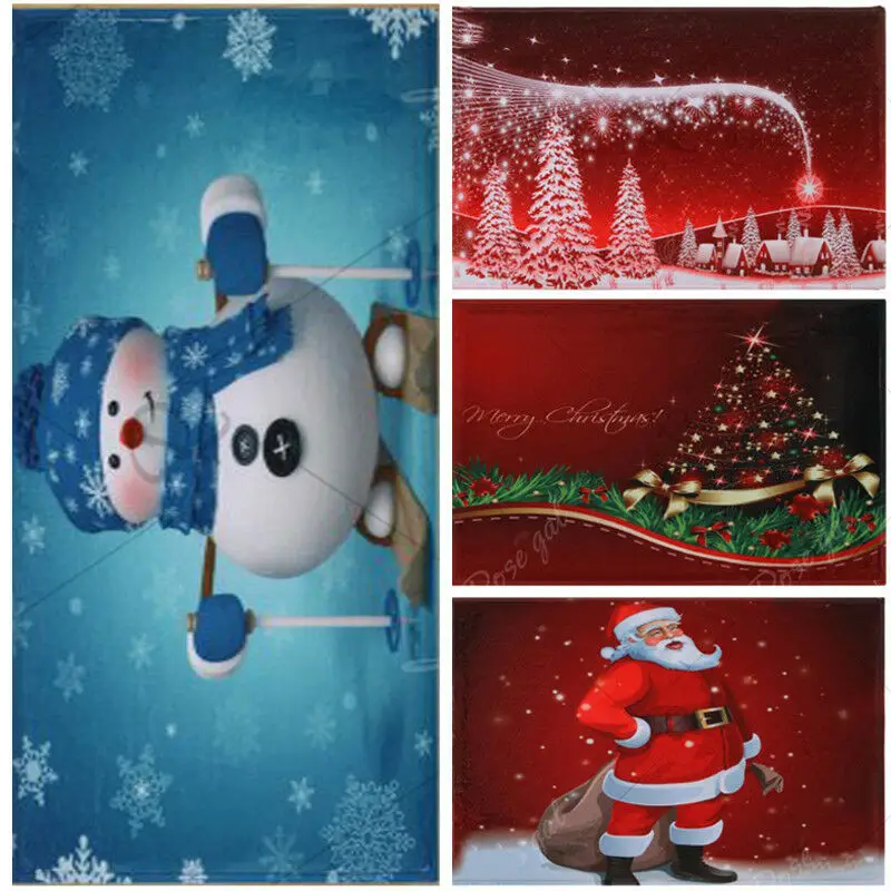 

New Non-Slip Bedroom Rug Doormat Kitchen Bathroom Carpet Home Living Room Christmas Carpet Christmas Santa Claus Mat Decoration