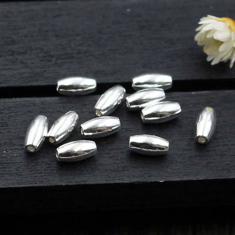 

5pcs 100% 925 Sterling Silver Rice Spacer Beads 6x3mm High Quality Metal Charm Beads Fit Bracelets Neckalce DIY Jewelry Making
