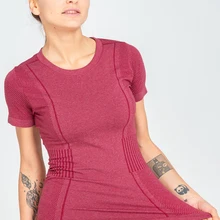 Для женщин Спортивные футболки короткий рукав Activewear Сжатия Работает Фитнес Тренировки Короткий рукав Activewear дышащая быстросохнущая