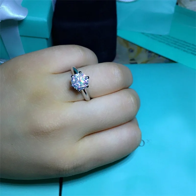 95%-ная скидка! С сертификатом оригинальное 925 Серебряное кольцо 1.5ct Пасьянс кубический цирконий хорошее ювелирное изделие Свадебные Кольца для женщин J121