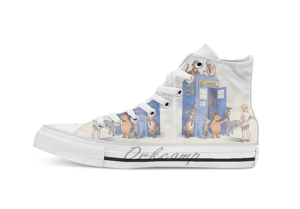 

Doctor Pooh Unisex High Top Canvas flat Casual Custom shoes Drop Shipping
