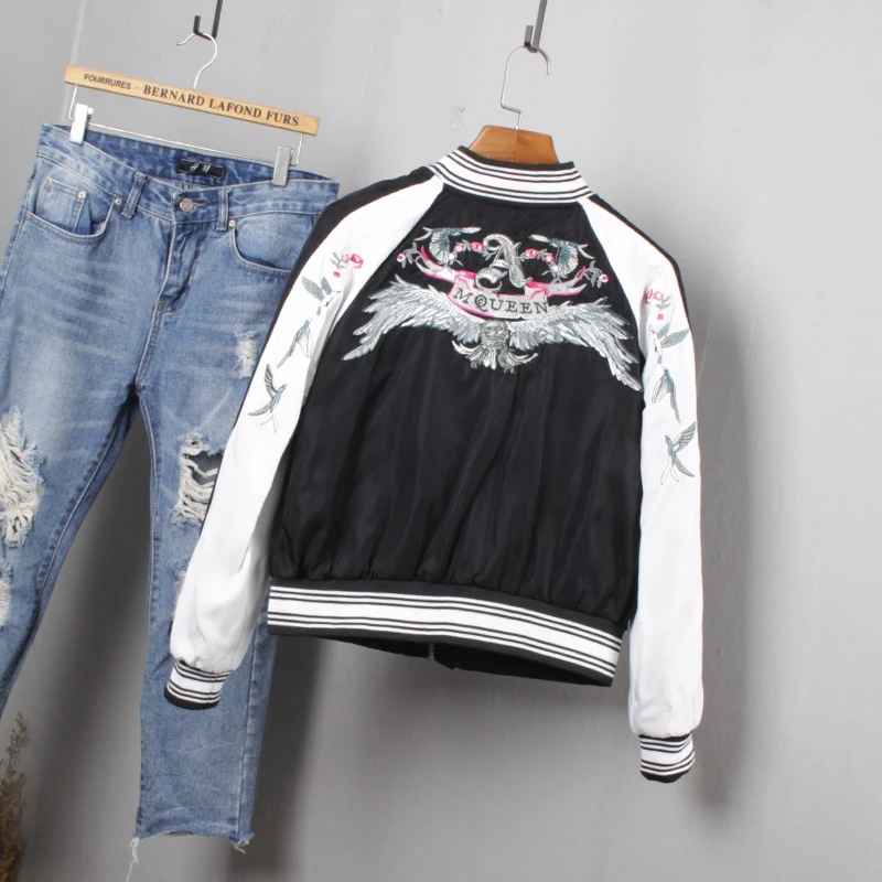 

Women Jacket Real 2017 Spring And Summer All-match Personality Embroidery The Trend Of Popular Baseball Uniform