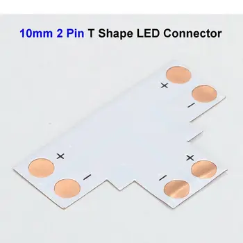 

200pcs 10mm 2 Pin 5050 LED Strip Connector Adapter T Shape For SMD 5050 5630 Single Color LED Strip No Soldering