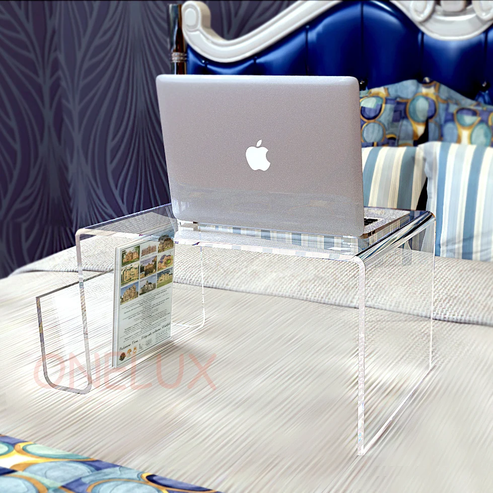 Waterall Lucite столик-поднос для кровати, акриловая подставка для ноутбука с дополнительной журнальной стойкой-для использования в кровати