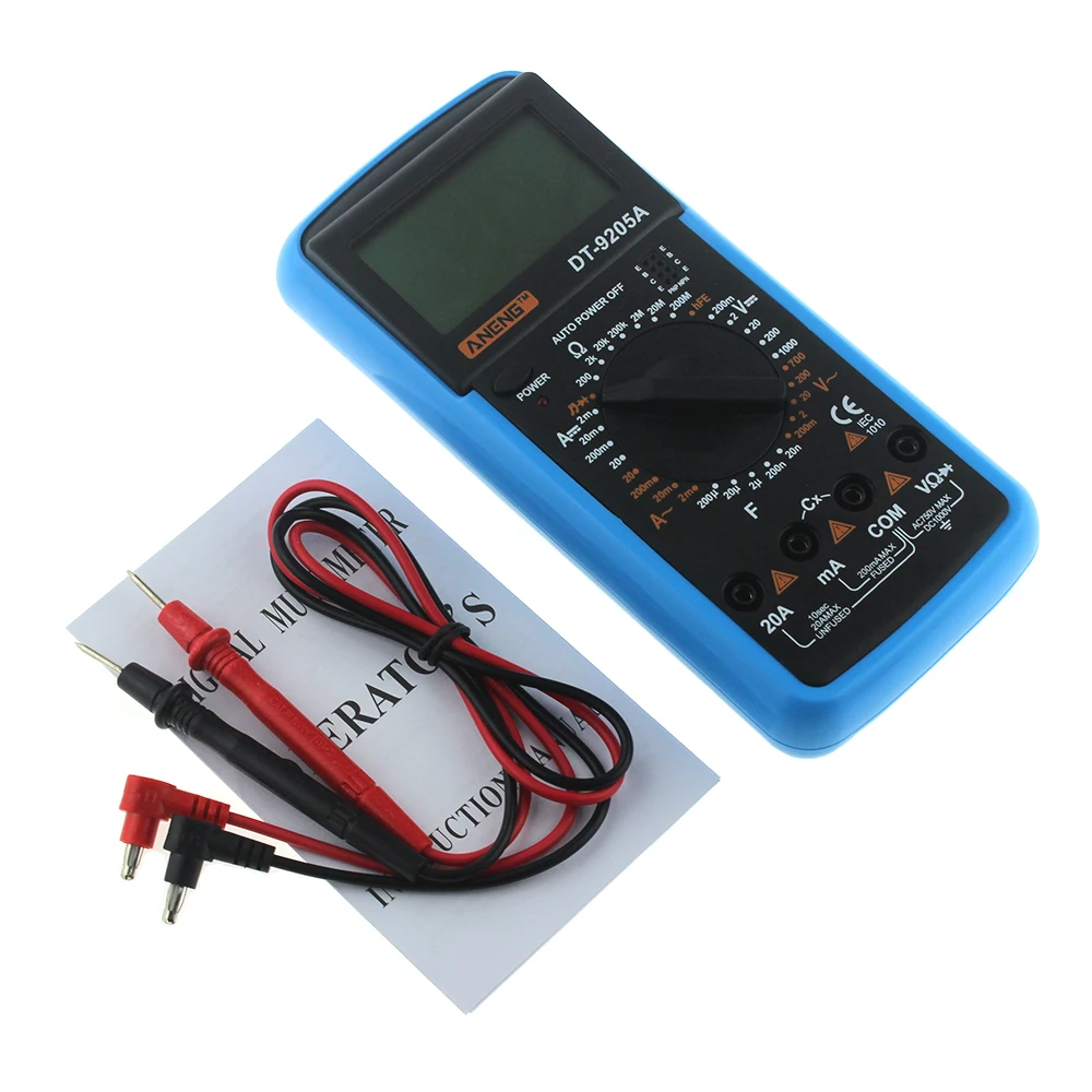 DT9205A hFE AC DC ЖК дисплей Профессиональный электрический ручной тестер Цифровой
