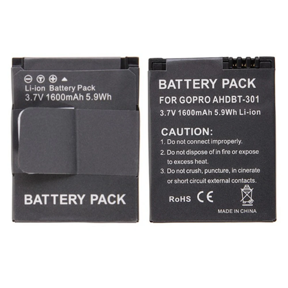 Suptig 2PCS AHDBT-301201 1600mAh Battery For GoPro Hero 3 Hero3+Dual Battery Charger+Cable For GoPro Hero 33+Plus BlackSilver (12)