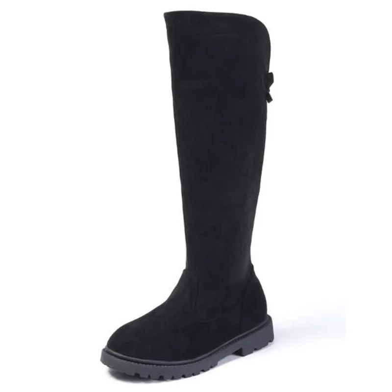 

New Winter High Boots Girls Baby Butterfly-knot Riding Boots Children Princess Shoes Kids Snow Boots Thick Plush 02A