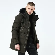 Мужская зимняя куртка, фирменные мужские пальто со съемным меховым воротником, теплая Повседневная Длинная парка, Мужская плотная верхняя одежда