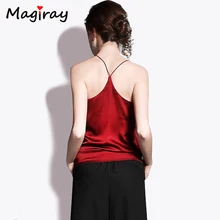 Magiray, без рукавов, с открытой спиной, с перекрещивающимися бретельками, базовая майка для женщин, бордовая, новинка, летняя сексуальная шелковая Женская майка без бретелек C251