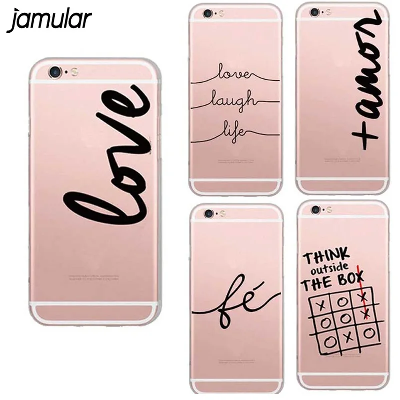 

English Letter Phone Case Cover for iPhone 6 6s Plus 5 5s SE Case Soft Silicon Transparent TPU Love Pattern Case For iphone 6s