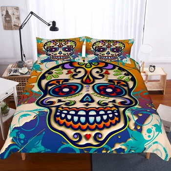 

Yi chu xin sugar skull bedding set luxury 3d printing quilt cover and pillowcase queen size comforter sets duvet cover set