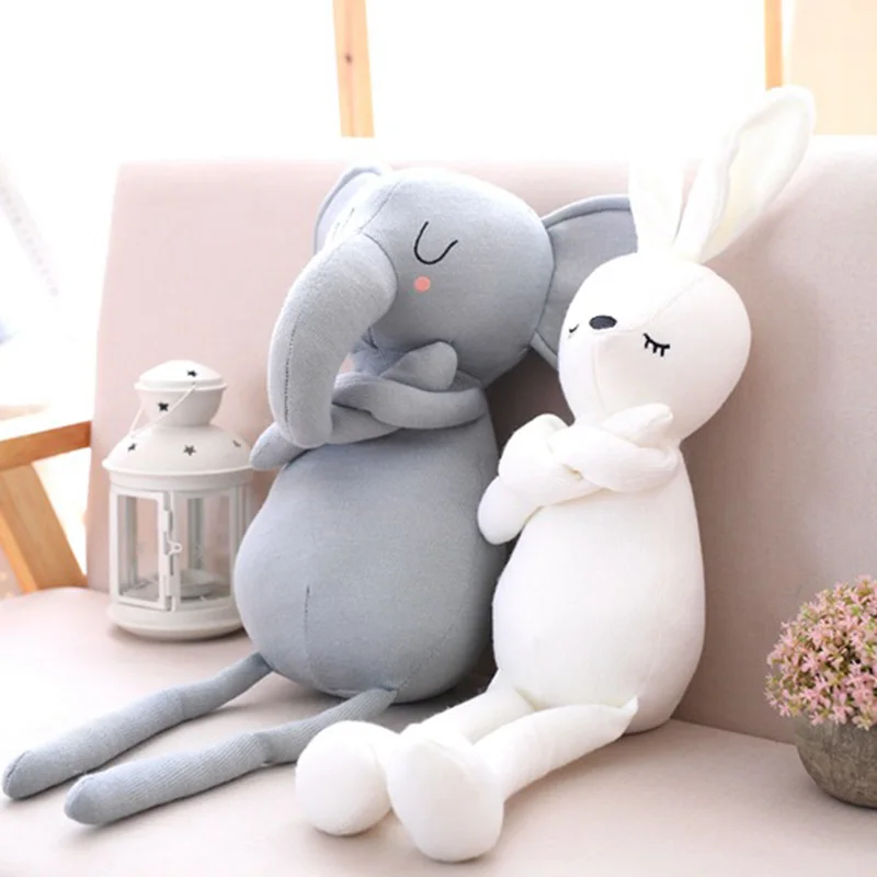 

50CM Soft Cotton Long Nose Elephant Pillow Plush Toys Animals Stuffed Bunny Rabbit Doll for Children Boys Girls Birthday Gifts