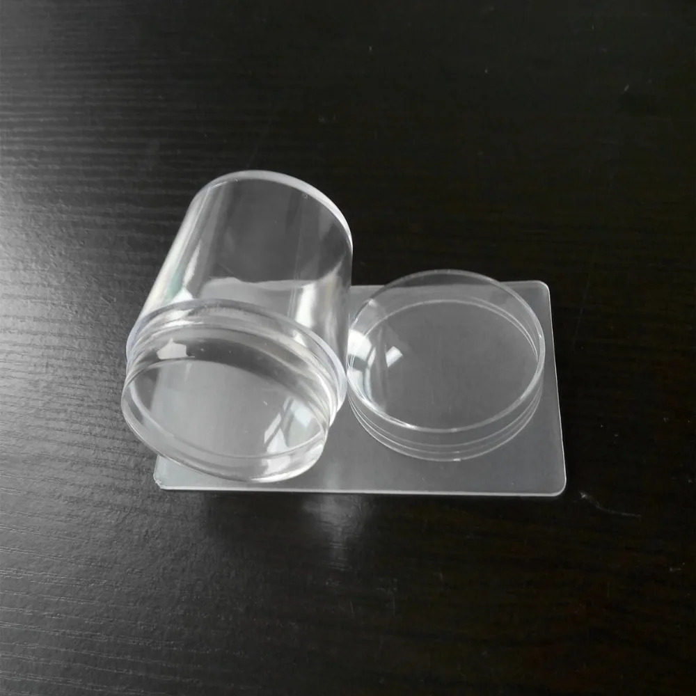 

5sets/Lot Big Transparent Jelly Stamper Transfer Stamping Plate Stamping Stamp Scraper With Cap Nail Print Nail Stamper Tools