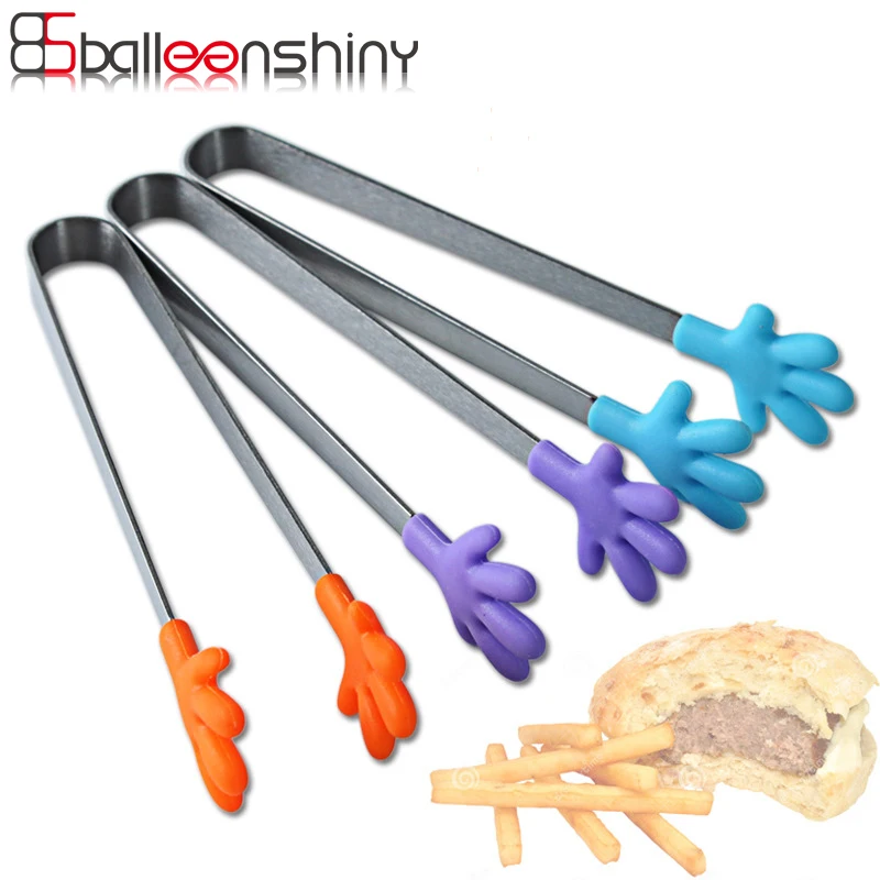 

BalleenShiny 1pcs Creative Silicone Cover Ice Clip Non - slip Palm Shape Food Tongs Sugar Cake Barbecue Clamp Kitchen Gadgets