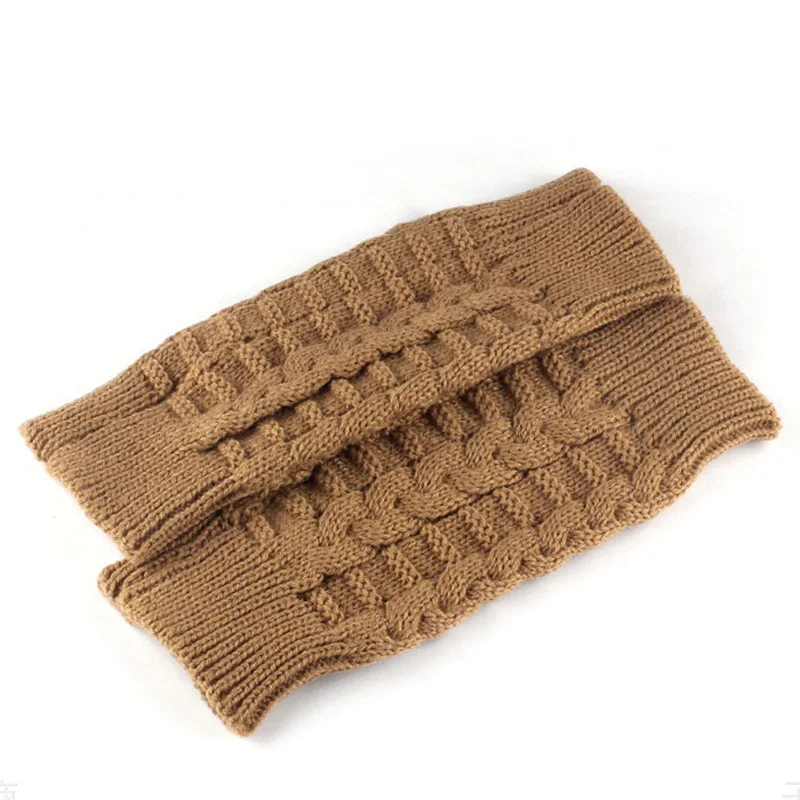 Khaki Модные вязаные мягкие однотонные перчатки без пальцев, 1 шт. зимние теплые шерстяные перчатки унисекс без пальцев - Цвет: Khaki
