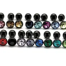 Смешанные 24 цвета серьги «Гантели» язык для мужчин Панк мода Титан черный драгоценный камень мяч серьги гвоздики