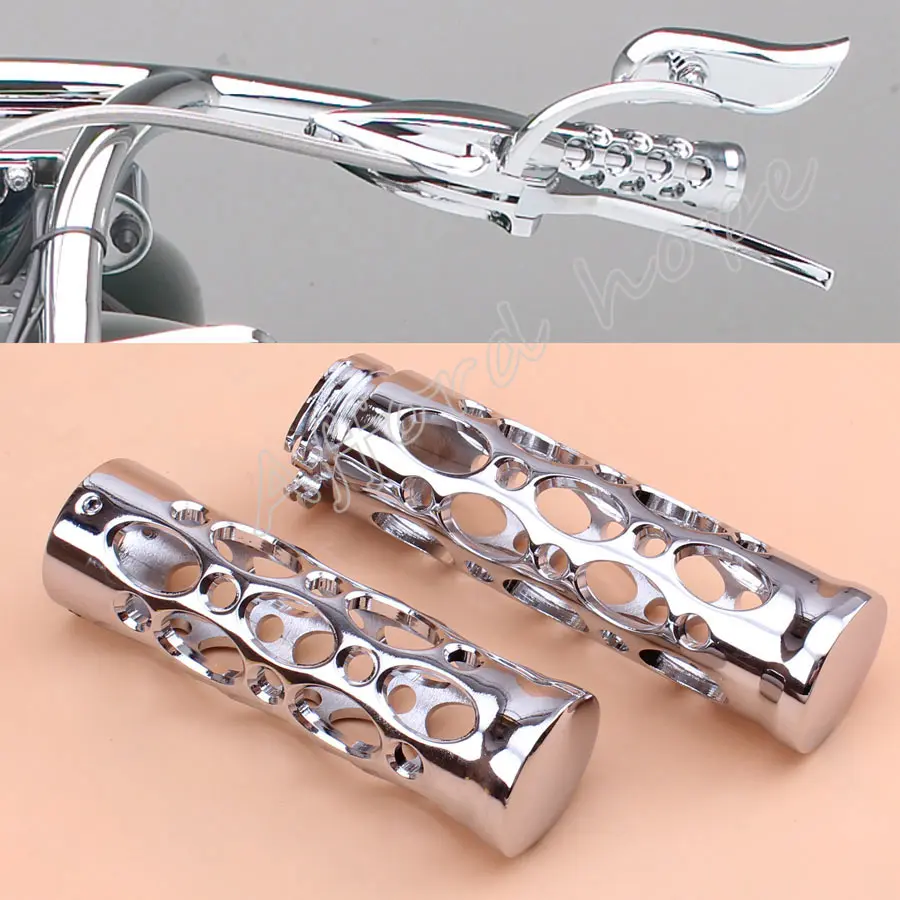 

1pair Hollow-Out Style Chrome 1" Inch Aluminum Motor Handlebar HAND GRIPS Handle Bars 25MM Fit For Harley Honda Chopper Kawasaki