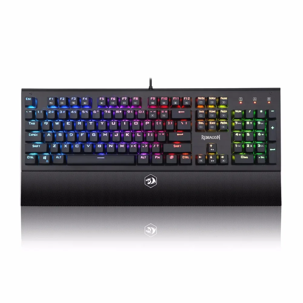  Superia New Arrival Redragon K569 RGB LED Backlit 104 keys Mechanical Keyboard with Wrist Rest Blue