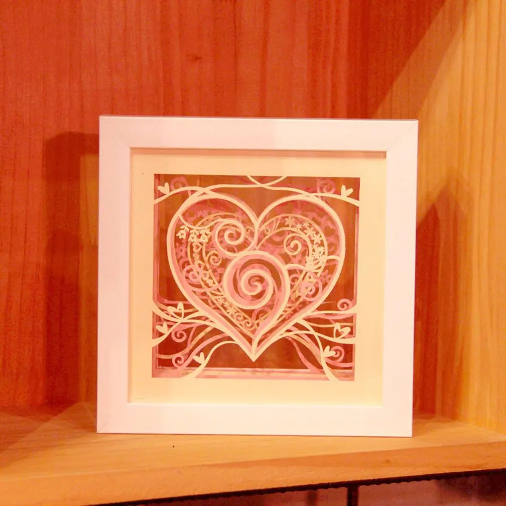 

Creative 3D Paper-cut Hollow Photo Frame Home Desktop Ornament Festival Decor Supplies Birthday Gift