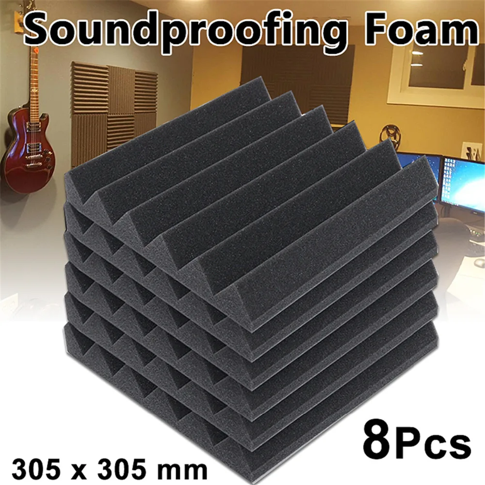 8 шт Звукоизоляционная пена 305x305x45 мм для студии записи KTV черная звукоизоляция пена акустическая обработка изоляционная шумовая накладка